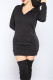 Black Fashion Casual Solid Basic Hooded Collar Long Sleeve Dresses