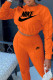 Orange Fashion Street Print Patchwork O Neck Long Sleeve Two Pieces