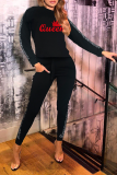 Grey Casual Print Patchwork O Neck Long Sleeve Two Pieces