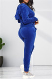 Coffee Fashion Casual Solid Cardigan Pants Hooded Collar Long Sleeve Two Pieces