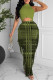 Green Fashion Casual Print Tassel Half A Turtleneck Sleeveless Two Pieces