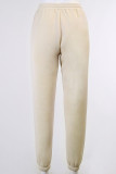 Grey Casual Street Print Patchwork Loose High Waist Straight Positioning Print Bottoms