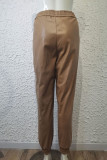 Black Fashion Casual Solid Basic Regular High Waist Trousers