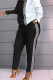 Black White Casual Print Patchwork O Neck Long Sleeve Two Pieces