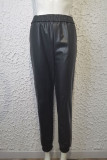 Black Fashion Casual Solid Basic Regular High Waist Trousers