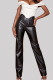 Black Fashion Casual Solid Basic Regular High Waist Trousers