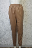 Black Fashion Casual Solid Basic Regular High Waist Trousers