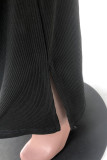 White Sexy Solid Patchwork Slit V Neck Long Sleeve Two Pieces