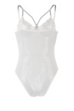 White Sexy Living Solid Patchwork See-through Backless Lingerie