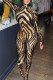 Gold Fashion Casual Print Basic Turtleneck Skinny Jumpsuits