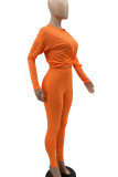 Blue Casual Solid Patchwork O Neck Long Sleeve Two Pieces