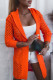 Orange Casual Solid Hollowed Out Patchwork Hooded Collar Outerwear