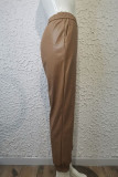 Black Fashion Casual Solid Basic Regular High Waist Trousers