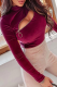Burgundy Sexy Solid Patchwork Half A Turtleneck Tops