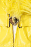 Yellow Sexy Solid Patchwork Feathers Outerwear