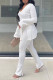 White Sexy Solid Patchwork Slit V Neck Long Sleeve Two Pieces