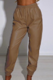 Black Fashion Casual Solid Basic Regular High Waist Trousers