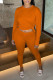 Tangerine Red Casual Solid Patchwork O Neck Long Sleeve Two Pieces