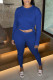 Blue Casual Solid Patchwork O Neck Long Sleeve Two Pieces