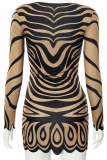 Multicolor Sexy Print Patchwork V Neck Pencil Skirt Dresses