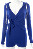 Yellow Fashion Casual Solid Bandage V Neck Long Sleeve Skinny Romper