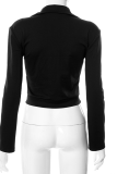 White Casual Solid Patchwork Turndown Collar Tops