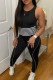 Black Casual Sportswear Striped Patchwork O Neck Skinny Jumpsuits