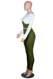 Yellow Fashion Casual Solid Patchwork O Neck Long Sleeve Two Pieces
