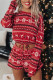 Red Fashion Casual Print Basic O Neck Long Sleeve Two Pieces