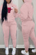 Pink Fashion Casual Print Basic Hooded Collar Long Sleeve Two Pieces