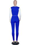 Yellow Fashion Casual Solid Patchwork O Neck Long Sleeve Two Pieces