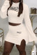 White Fashion Casual Letter Print Slit O Neck Long Sleeve Two Pieces