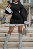 Black Sexy Solid Hollowed Out Patchwork O Neck One Step Skirt Dresses