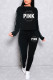 Black Casual Print Patchwork O Neck Long Sleeve Two Pieces