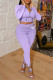 Purple Fashion Casual Letter Print Basic Hooded Collar Long Sleeve Two Pieces