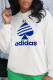 White Fashion Street Print Patchwork O Neck Tops