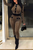 Red Casual Plaid Print Patchwork Buckle O Neck Regular Jumpsuits