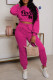 Rose Red Fashion Casual Letter Print Basic O Neck Long Sleeve Two Pieces