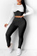 Black Fashion Casual Solid Patchwork O Neck Long Sleeve Two Pieces