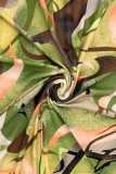 Multicolor Sexy Print Patchwork Frenulum Backless Fold Asymmetrical O Neck Irregular Dress Dresses