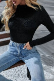 Burgundy Casual Solid Patchwork O Neck Tops