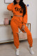 Orange Fashion Casual Letter Print Basic O Neck Long Sleeve Two Pieces