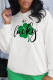 White Fashion Daily Print Patchwork Letter O Neck Tops