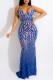 Royal Blue Fashion Sexy Patchwork Sequins Backless Spaghetti Strap Evening Dress