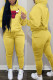 Yellow Fashion Casual Print Basic Hooded Collar Long Sleeve Two Pieces