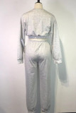 Pink Fashion Casual Solid Basic O Neck Long Sleeve Two Pieces
