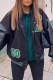 Black Green Fashion Casual Patchwork Embroidered O Neck Outerwear