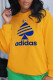 Yellow Fashion Street Print Patchwork O Neck Tops