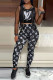 Black Fashion Street Print Patchwork Long Sleeve Three Pieces
