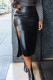 Black Sexy Casual Solid Slit Regular High Waist Skirt